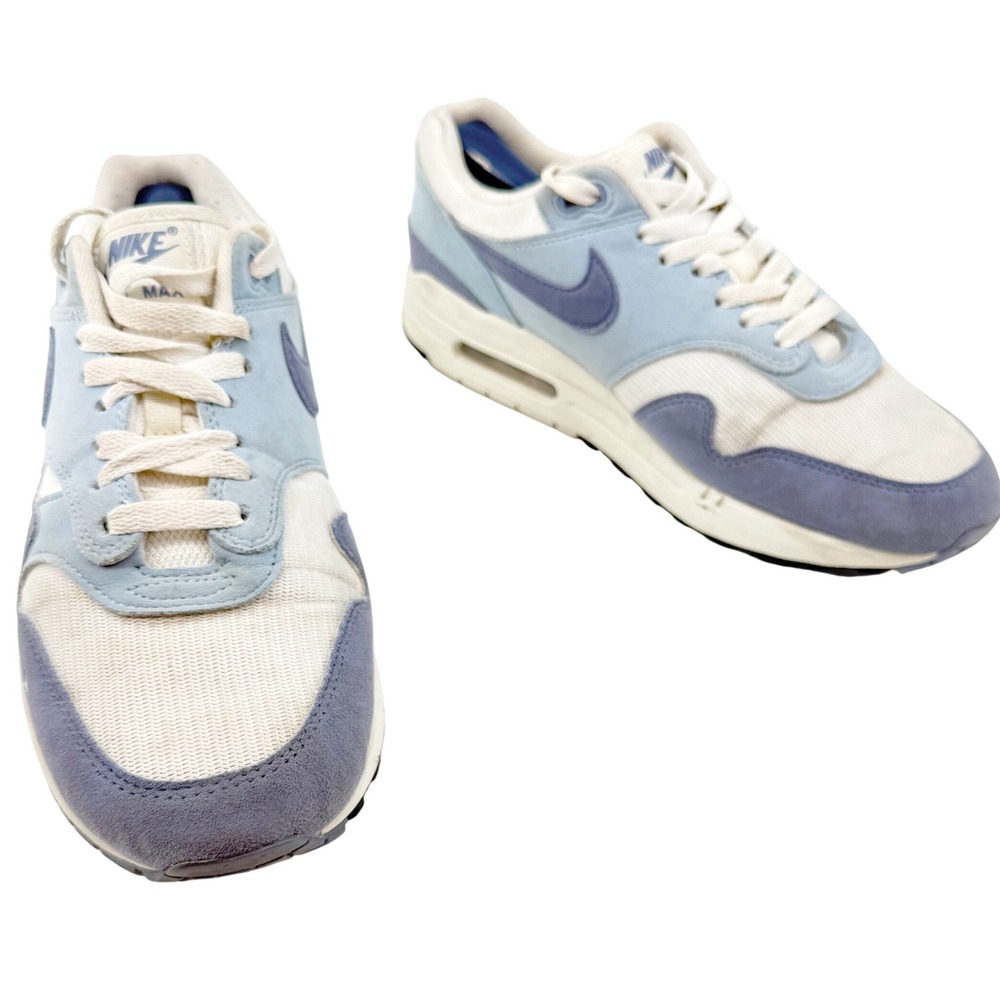 Nike Air Max 1 Men 10 Blue Cream Suede Mesh Retro Running Shoes Lightweight